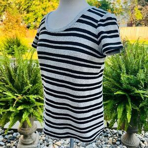 Liz Claiborne Black and White Striped top size Medium